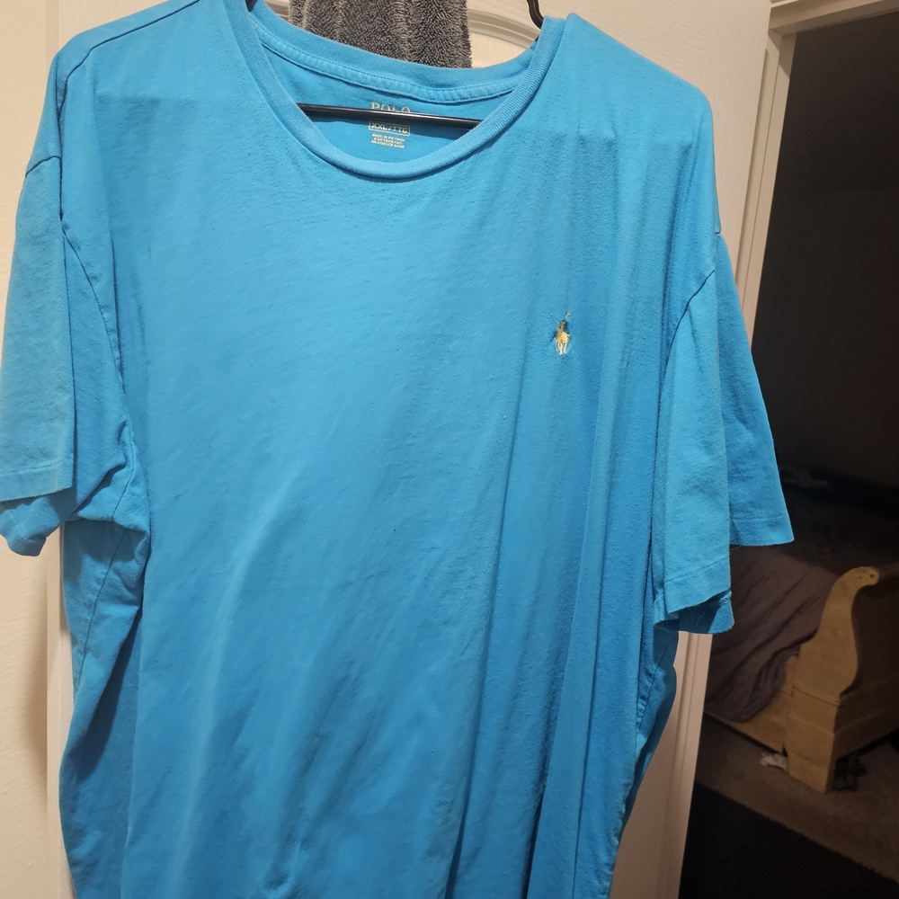 Polo by Ralph Lauren Men's Blue XXL Tshirt With Yellow Horse Logo